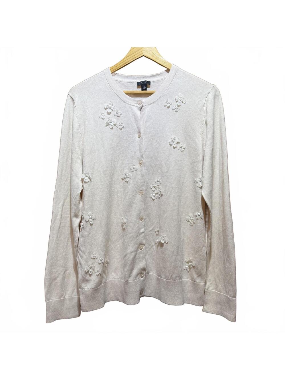 Ann Taylor Factory Women's XL Cream Floral Button Cardigan Sweater - Picture 2 of 5